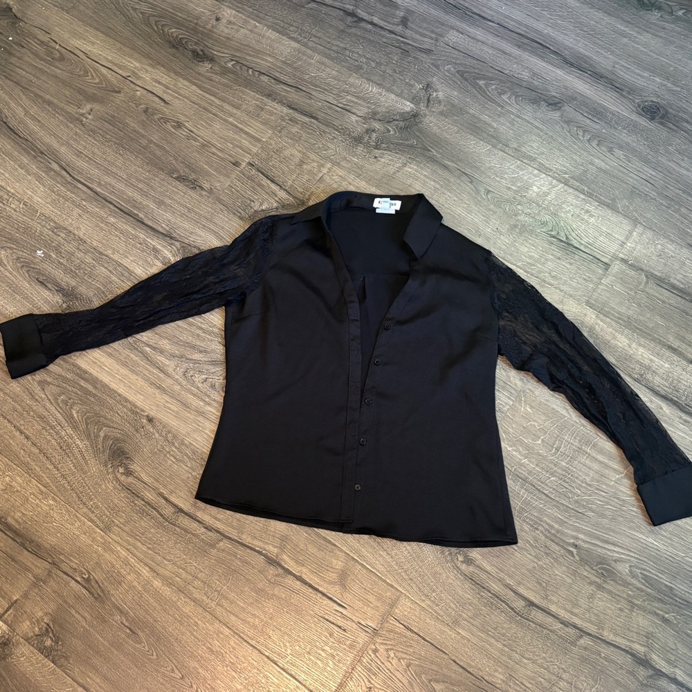 Express Black Casual Button Down Shirt